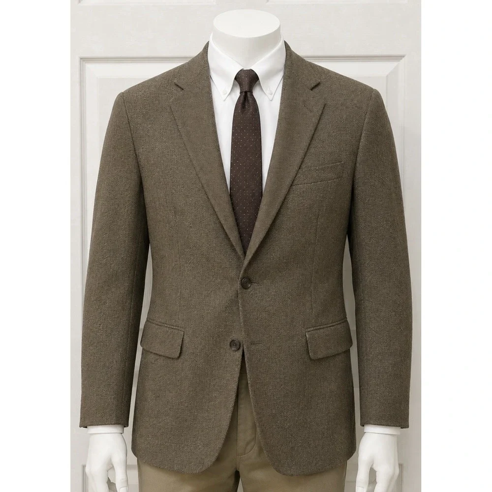 HOLBROOK Men's Lambswool Blazer Sport Coat Jacket Brown Tweed 42R Sophisticated